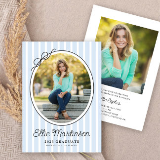 Convite Hand Drawn Bow Photo Graduation Party Invitation