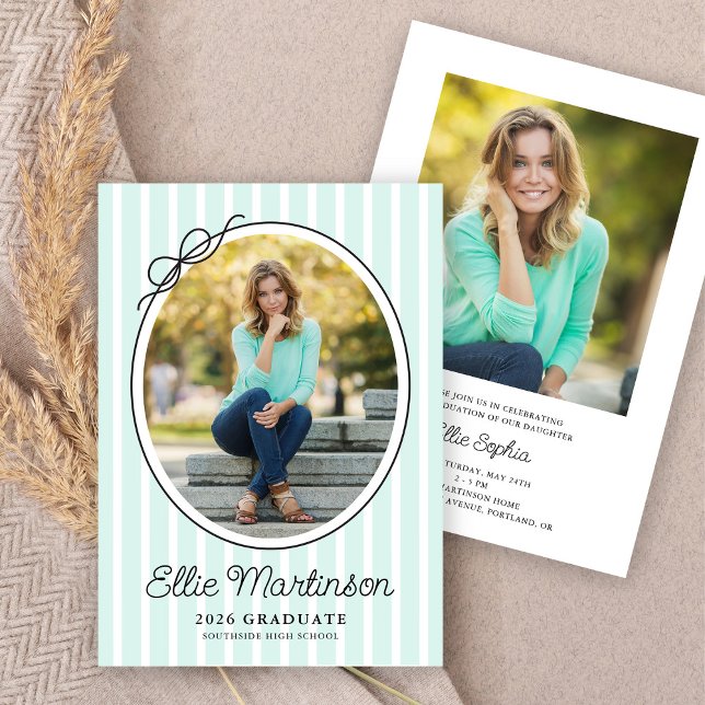 Convite Hand Drawn Bow Photo Graduation Party Invitation (Criador carregado)