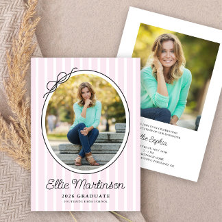 Convite Hand Drawn Bow Photo Graduation Party Invitation