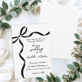 Convite Hand Drawn Bow Whimsical Wedding