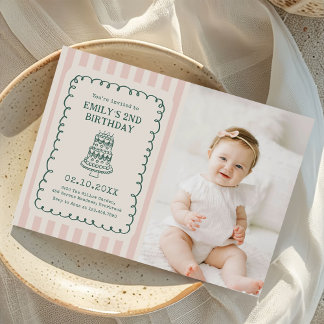 Convite Hand Drawn Cake Quirky Unique Birthday Party Photo