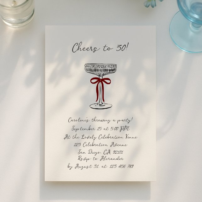 Convite hand drawn cheers to 30, birthday party invitation (Criador carregado)