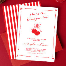 Hand Drawn Cute Cherry On Top Red Baby Shower 