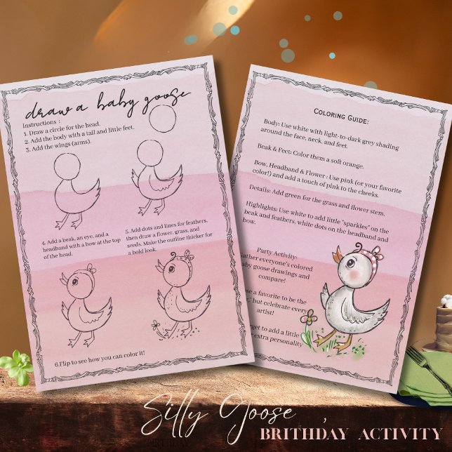Convite Hand-Drawn 'Draw a Baby Goose' Birthday Activity!  (Hand-Drawn 'Draw a Baby Goose' Birthday Activity! Invitation)