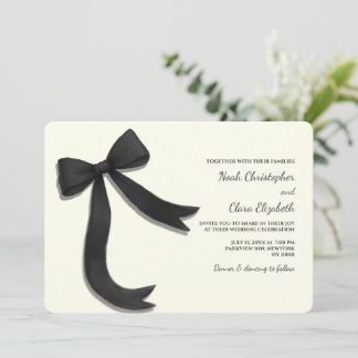 Convite Hand drawn Elegant Black Bow - Modern Minimalist
