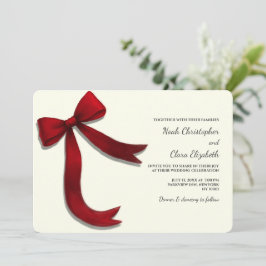 Convite Hand drawn Elegant Red Bow - Modern Minimalist
