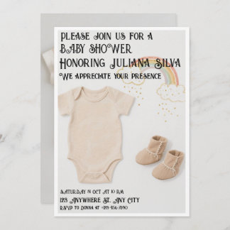 Convite Hand-Drawn Fox and Mushroom Woodland Baby S