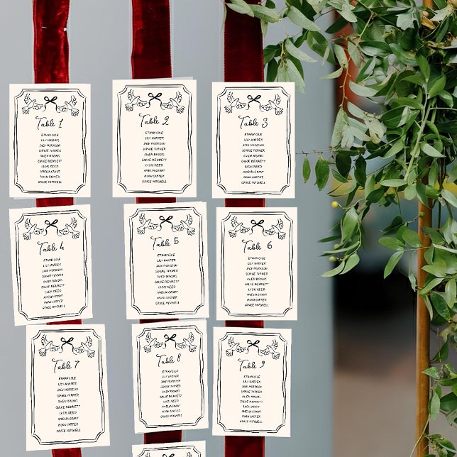 Convite Hand drawn Funky Doodle Wedding Table Seating (Criador carregado)