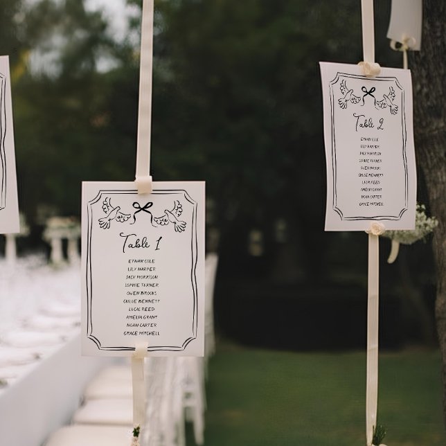 Convite Hand drawn Funky Doodle Wedding Table Seating (Criador carregado)
