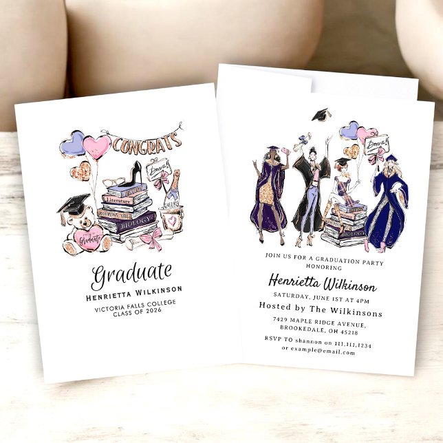 Convite Hand Drawn Graduate class of 2026 Celebration (Criador carregado)