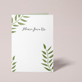 Convite Hand-drawn green artistic leaf branch