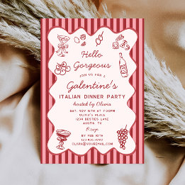 Convite Hand Drawn Italian Pasta Dinner Galentines Party