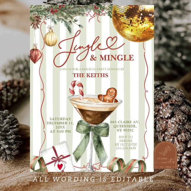 Convite Hand Drawn Jingle and Mingle Christmas Party (Criador carregado)