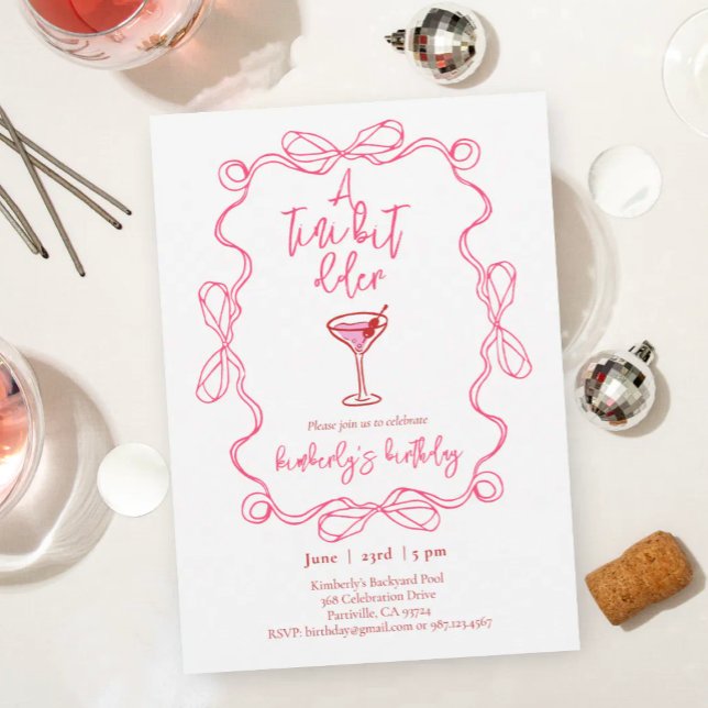 Convite Hand drawn Martini A Tiny Bit Older Birthday Party (Criador carregado)