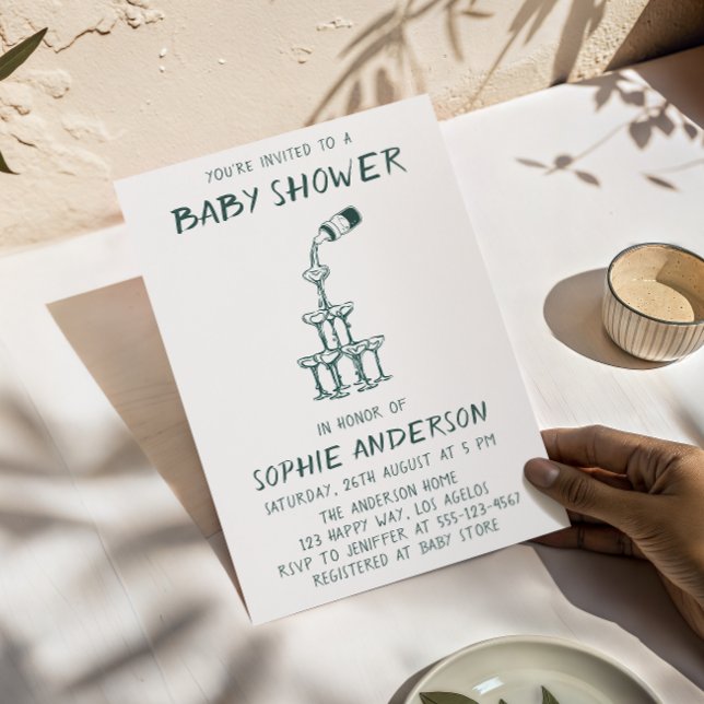 Convite Hand Drawn Minimalist Baby Shower Party  (Criador carregado)