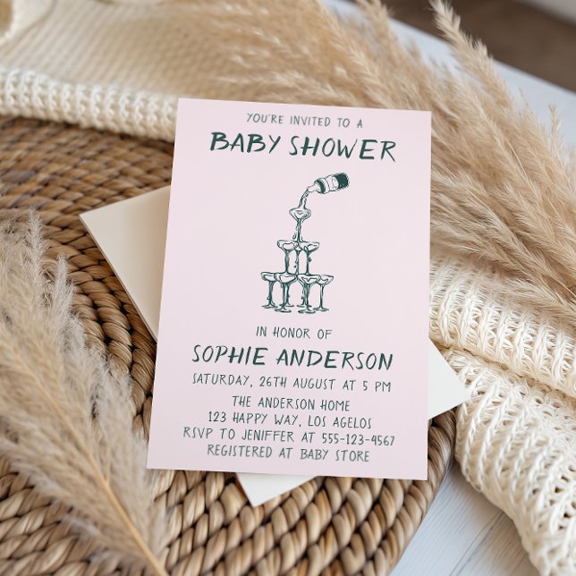 Convite Hand Drawn Minimalist Baby Shower Party  (Criador carregado)