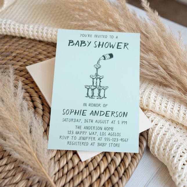 Convite Hand Drawn Minimalist Baby Shower Party  (Criador carregado)