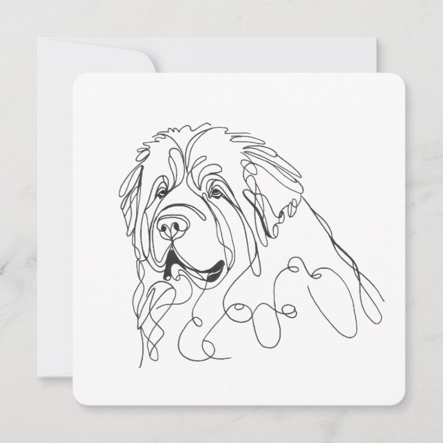 Convite Hand Drawn Newfoundland Minimalist Line Art (Frente)
