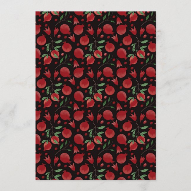 Convite Hand-drawn Pomegranate Fruits Seamless Pattern (Frente)