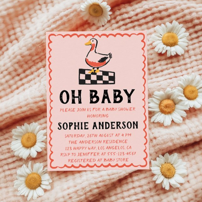 Convite Hand Drawn Rustic Goose Oh Baby Shower (Criador carregado)