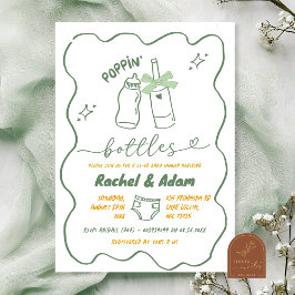 Convite Hand Drawn Sage Green Poppin Bottles Baby Shower