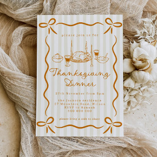 Convite Hand Drawn Thanksgiving Dinner Invitation