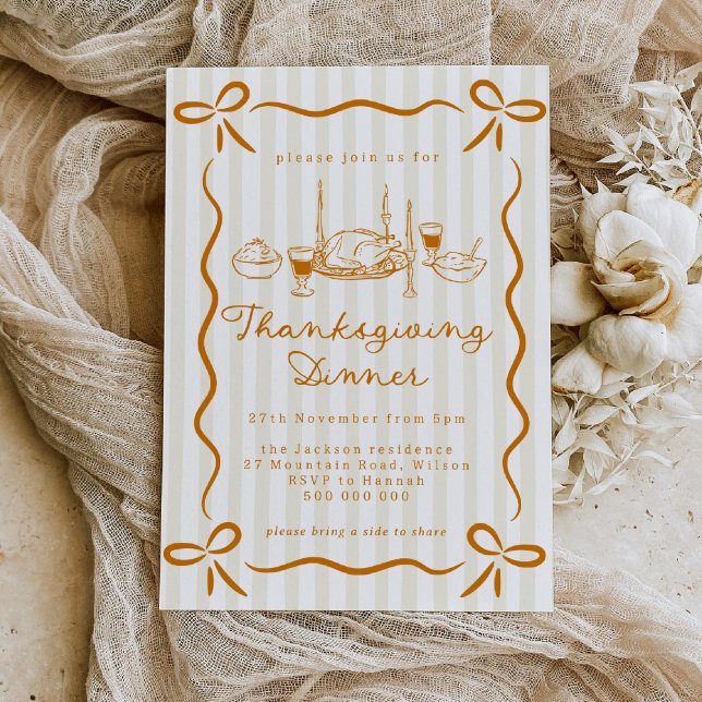 Convite Hand Drawn Thanksgiving Dinner Invitation (Criador carregado)