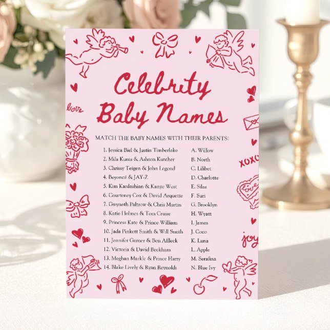 Convite Hand Drawn Valentine Celebrity Baby Name Game (Hand Drawn Valentine Celebrity Baby Name Game)