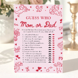 Convite Hand Drawn Valentine Guess Who Mom or Dad Game