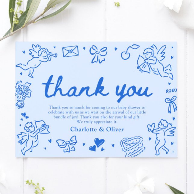 Convite Hand Drawn Valentine Sweetheart Thank you card (Hand Drawn Valentine Sweetheart Thank you card)