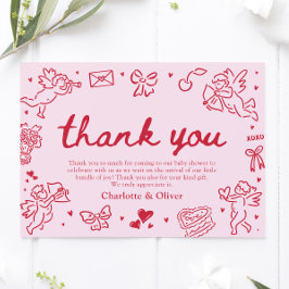 Convite Hand Drawn Valentine Sweetheart Thank you card