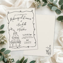 Convite Hand Drawn Vintage Wedding Rehearsal Dinner