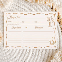 Hand Drawn Western Bridal Shower Recipe Card