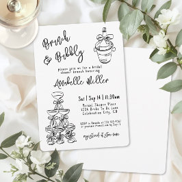 Convite Hand Drawn Whimsical Bridal Shower