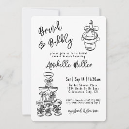 Convite Hand Drawn Whimsical Bridal Shower