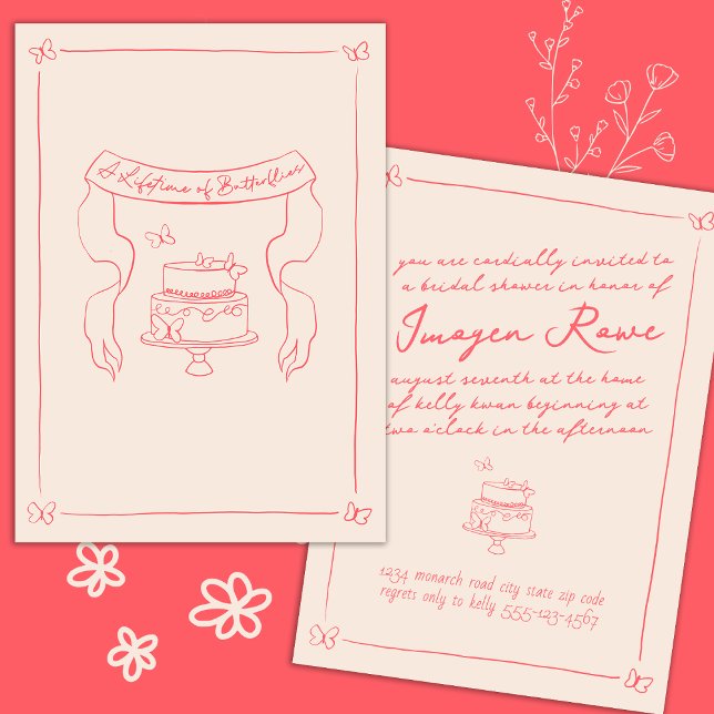 Convite Hand Drawn Whimsical Butterfly Theme Bridal Shower (a lifetime of butterflies bridal shower)