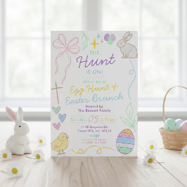Convite Hand Drawn Whimsical Doodles Easter Party