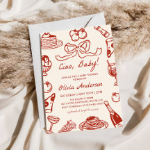 Hand Drawn Whimsical Italian Pizza Baby Shower