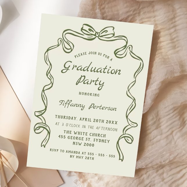 Convite Hand Drawn Whimsical Ribbon graduation (Criador carregado)