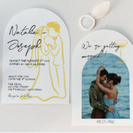 Convite Hand Drawn Written Summer Arched Photo Wedding