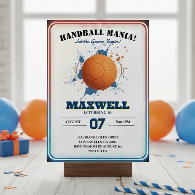 Convite Handball Mania Birthday Invitation (Criador carregado)
