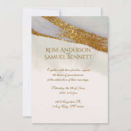Convite Handmade Alcohol Ink Glitter Wedding Invitation