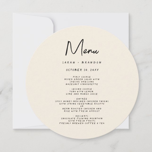 Convite Handwriting Typography Retro Wedding Menu (Frente)