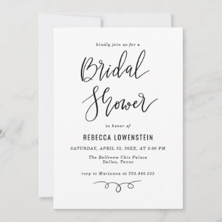 Convite Handwritten Bridal Shower Script Modern