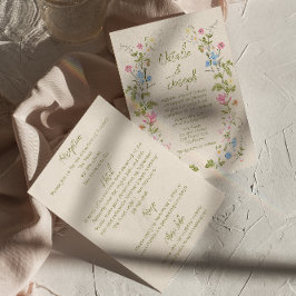 Convite Handwritten Drawn Floral Summer All In One Wedding