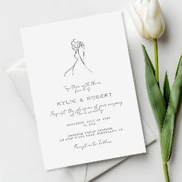 Convite Handwritten Lovely Couple Drawn Minimalist Wedding