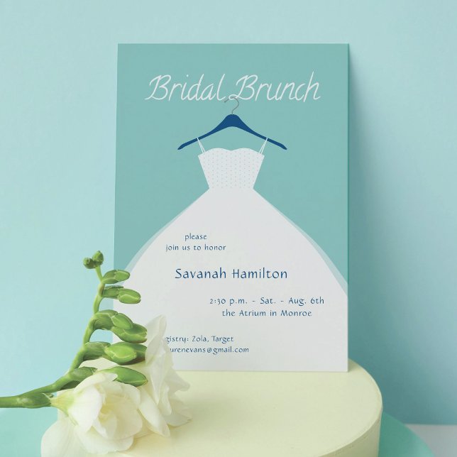 Convite Hanging Wedding Dress Teal Bridal Brunch (Criador carregado)