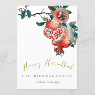 Convite Hanukkah Festival de Luz Elegante Romã Dourada