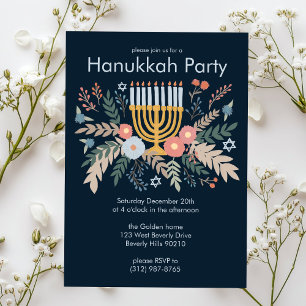 Convite Hanukkah FLorals Partido PERSONALIZADO de Arte des