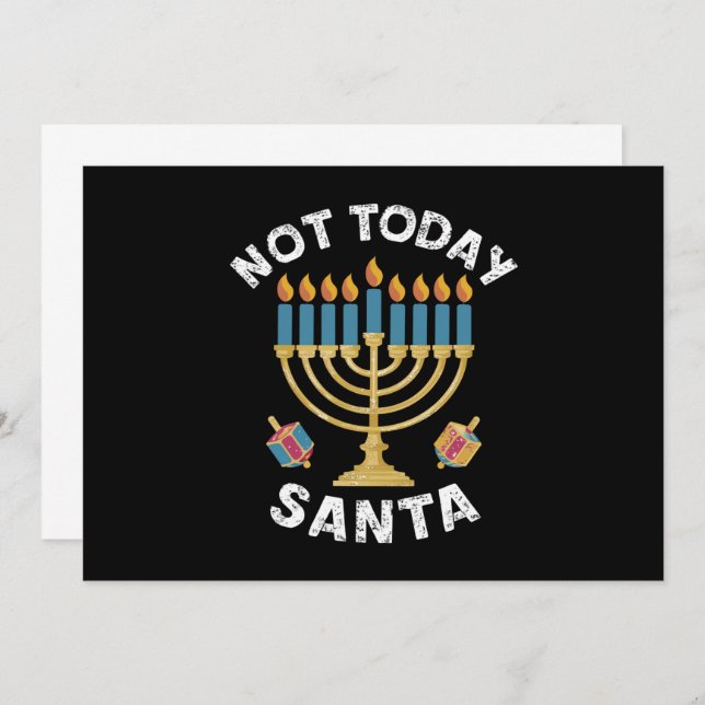 Convite Hanukkah Hoje Não Papai noel o judeu Chanukah (Frente/Verso)